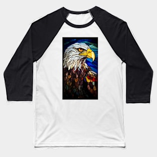 Stained Glass Style Bald Eagle Baseball T-Shirt